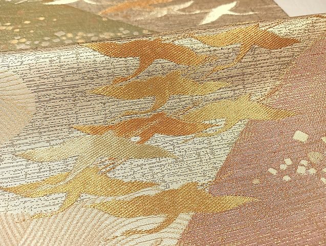 平和屋着物◎六通柄袋帯 千羽鶴 金糸 正絹 逸品 AAAI6173Bnp