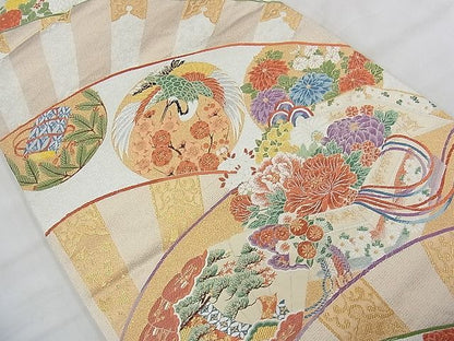平和屋着物◎六通柄袋帯　唐織　能衣源氏車　金糸　逸品　BAAH1116ns