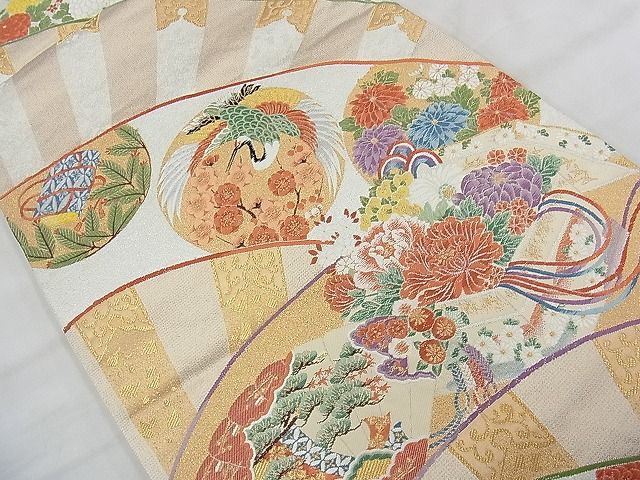 平和屋着物◎六通柄袋帯　唐織　能衣源氏車　金糸　逸品　BAAH1116ns