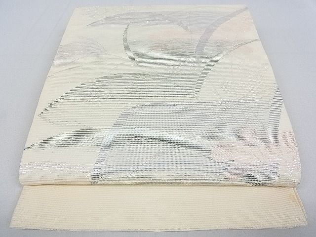 袋帯 六通 紗 引箔 風鈴 草花 夏帯 25M40f 平和屋着物□夏物 六通柄袋帯 草花文 銀糸 逸品 DAAG4251fe
