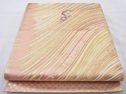 平和屋着物◎西陣 六通柄袋帯 唐織 桜楓流し 金糸 逸品 BAAG6905cm