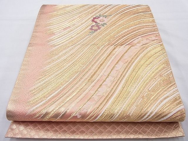 平和屋着物◎西陣 六通柄袋帯 唐織 桜楓流し 金糸 逸品 BAAG6905cm