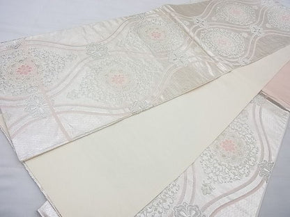 平和屋着物◎六通柄袋帯 唐織 正倉院立涌文様 金銀糸 逸品 BAAG6907cm