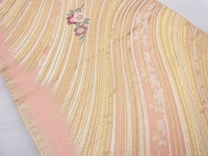 平和屋着物◎西陣 六通柄袋帯 唐織 桜楓流し 金糸 逸品 BAAG6905cm