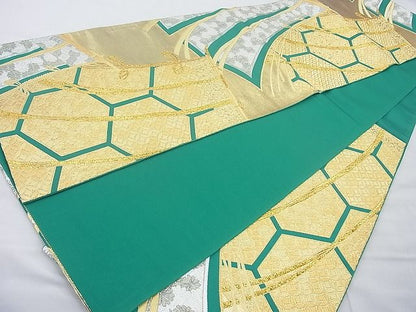 平和屋着物◎六通柄袋帯 几帳有職花文 金銀糸 逸品 BAAG6979cm