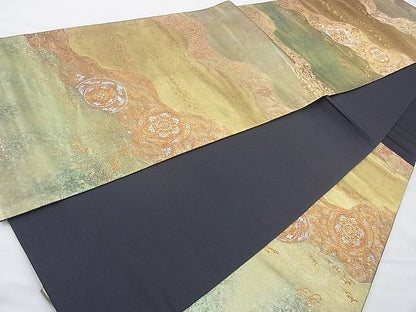 平和屋着物◎六通柄袋帯 道長正倉院文 金糸 引箔 逸品 BAAG6981cm