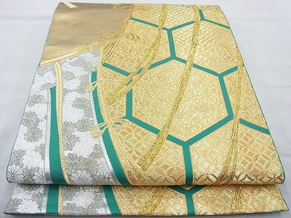 平和屋着物◎六通柄袋帯 几帳有職花文 金銀糸 逸品 BAAG6979cm