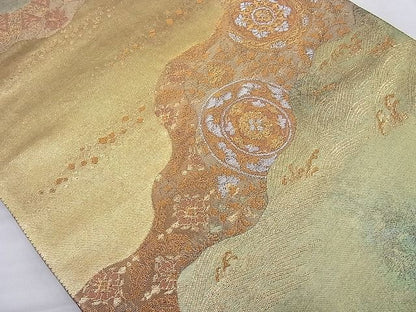 平和屋着物◎六通柄袋帯 道長正倉院文 金糸 引箔 逸品 BAAG6981cm