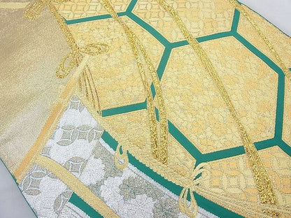 平和屋着物◎六通柄袋帯 几帳有職花文 金銀糸 逸品 BAAG6979cm
