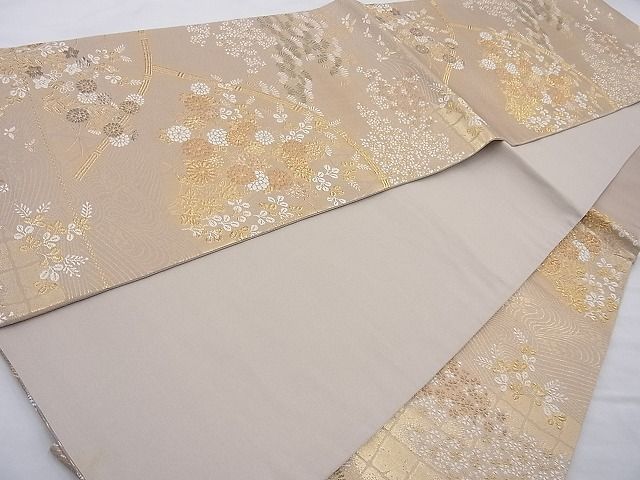 平和屋着物◎六通柄袋帯 唐織 千代 金糸 逸品 BAAG6997cm