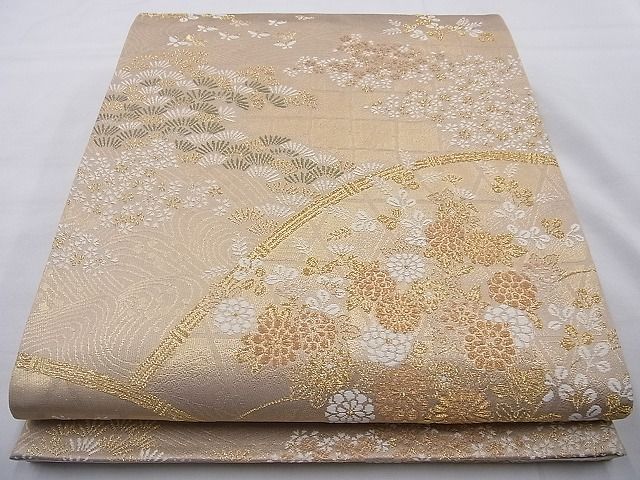 平和屋着物◎六通柄袋帯 唐織 千代 金糸 逸品 BAAG6997cm