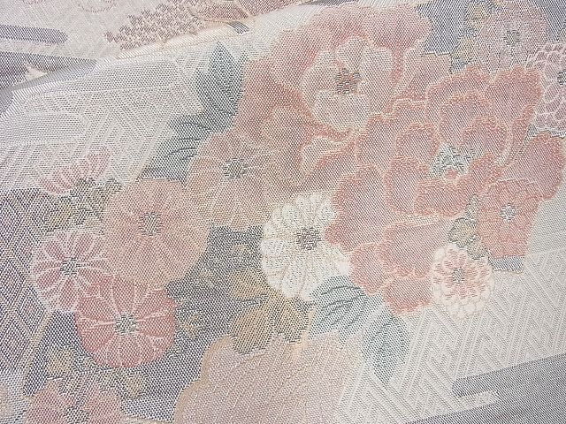 平和屋着物◎佐賀錦 六通柄袋帯 エ霞地紙花文 金銀糸 逸品 BAAG6993cm