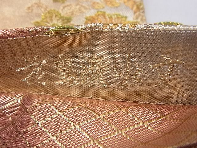 平和屋着物◎佐賀錦　六通柄袋帯　花鳥流水文　金糸　逸品　BAAG6983cm