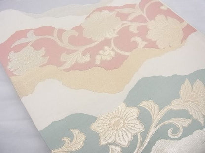 平和屋着物◎六通柄袋帯 更紗花文 金糸 逸品 BAAH2213cm