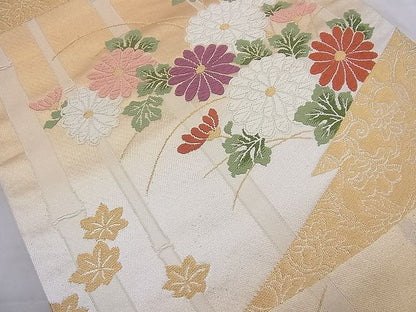 平和屋着物◎六通柄袋帯 唐織 草花文 金糸 逸品 BAAH2224cm