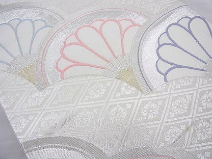 平和屋着物◎六通柄袋帯 唐織 菊青海波 金銀糸 逸品 BAAH2202cm