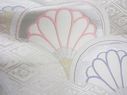 平和屋着物◎六通柄袋帯 唐織 菊青海波 金銀糸 逸品 BAAH2202cm