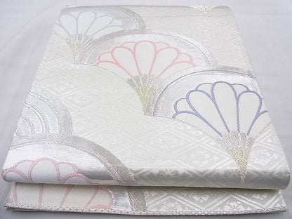 平和屋着物◎六通柄袋帯 唐織 菊青海波 金銀糸 逸品 BAAH2202cm