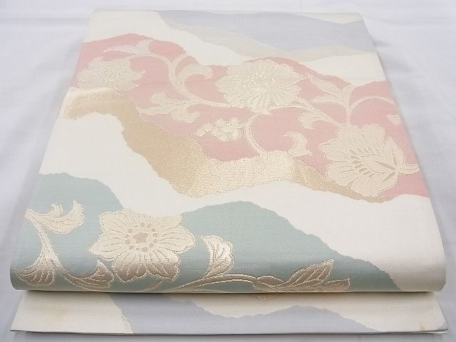 平和屋着物◎六通柄袋帯 更紗花文 金糸 逸品 BAAH2213cm