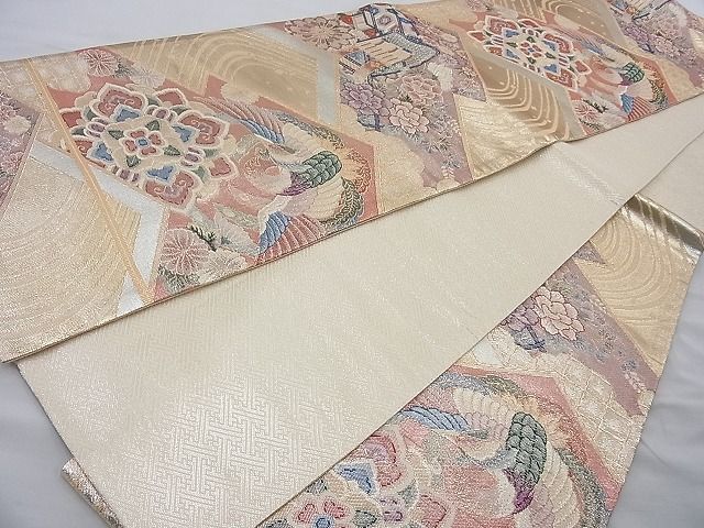 平和屋着物◎佐賀錦 六通柄袋帯 萬華競艶文 金銀糸 逸品 BAAH2244cm