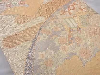 平和屋着物◎宝珠本佐賀錦 六通柄袋帯 地紙重ね花文 金糸 逸品 BAAH2235cm