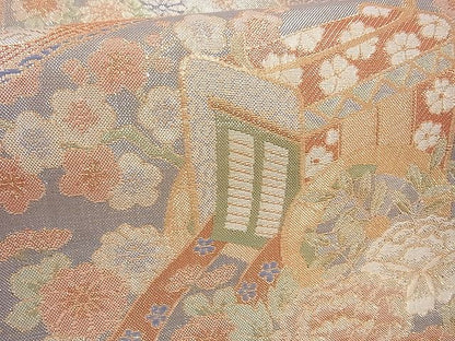 平和屋着物◎宝珠本佐賀錦 六通柄袋帯 地紙重ね花文 金糸 逸品 BAAH2235cm