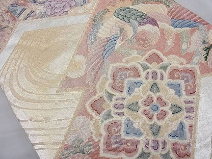 平和屋着物◎佐賀錦 六通柄袋帯 萬華競艶文 金銀糸 逸品 BAAH2244cm
