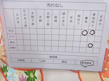 平和屋着物◎六通柄袋帯 唐織 草花文 金銀糸 逸品 BAAH2264cm