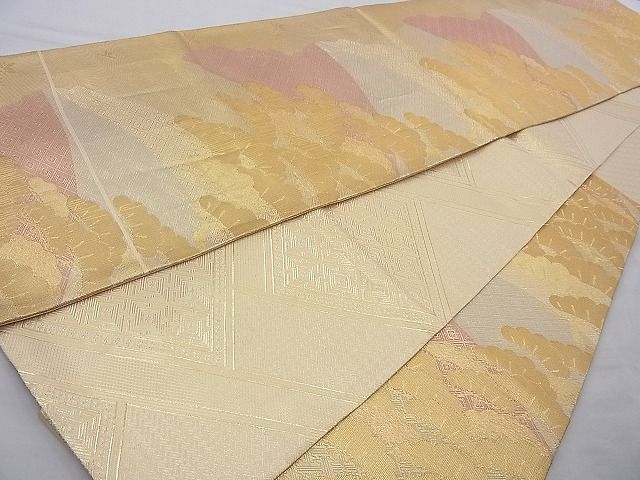平和屋着物◎佐賀錦 六通柄袋帯 松 金糸 逸品 BAAH2249cm