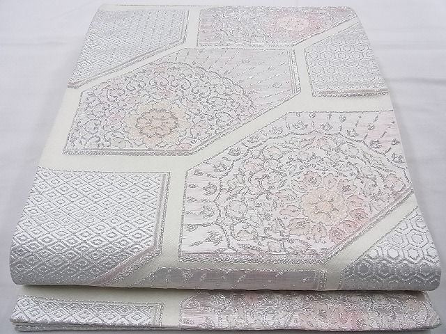 平和屋着物◎六通柄袋帯 彩光 銀糸 逸品 BAAH2253cm