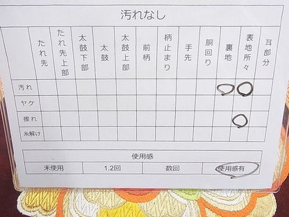 平和屋着物◎六通柄袋帯 唐織 正倉院鳳凰花文 金糸 逸品 BAAH2267cm