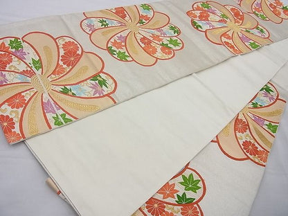 平和屋着物◎六通柄袋帯 唐織 草花文 金銀糸 逸品 BAAH2264cm