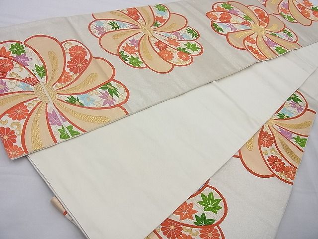 平和屋着物◎六通柄袋帯 唐織 草花文 金銀糸 逸品 BAAH2264cm