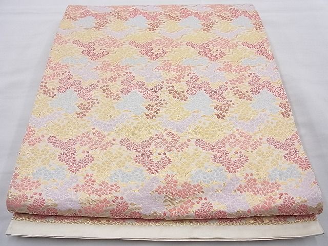 平和屋着物◎六通柄袋帯 草花文 金糸 逸品 BAAH2260cm
