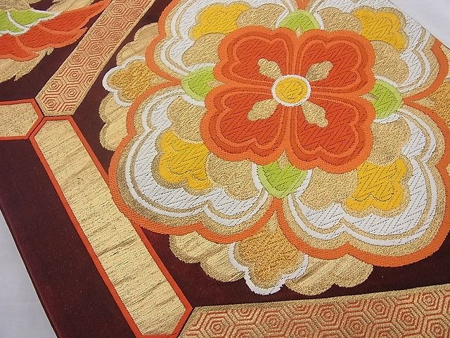 平和屋着物◎六通柄袋帯 唐織 正倉院鳳凰花文 金糸 逸品 BAAH2267cm