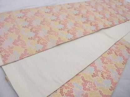 平和屋着物◎六通柄袋帯 草花文 金糸 逸品 BAAH2260cm