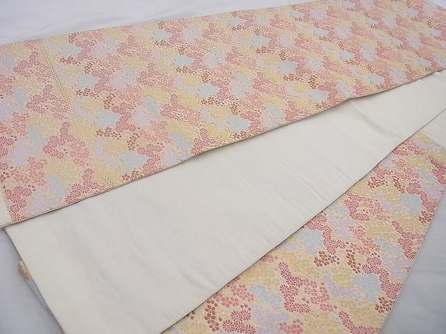 平和屋着物◎六通柄袋帯 草花文 金糸 逸品 BAAH2260cm