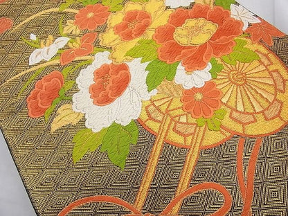 平和屋着物◎佐賀錦 六通柄袋帯 唐織 花車文 金糸 やまとオリジナル 逸品 BAAH2273cm