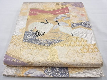 平和屋着物◎六通柄袋帯 唐織 琳派屏風絵文 金銀糸 逸品 BAAH2292cm