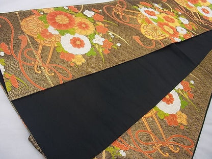 平和屋着物◎佐賀錦 六通柄袋帯 唐織 花車文 金糸 やまとオリジナル 逸品 BAAH2273cm