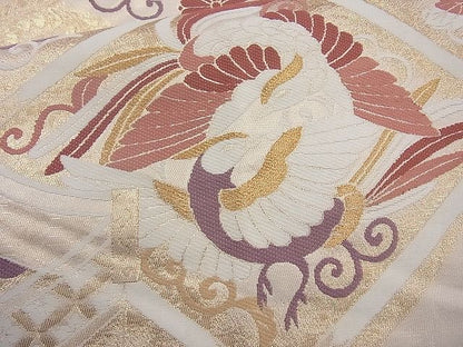 平和屋着物◎六通柄袋帯 唐織 格天井花文 金糸 逸品 BAAH2300cm