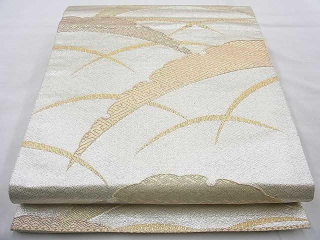 平和屋着物◎六通柄袋帯 雪芝 金銀糸 逸品 BAAH2335cm
