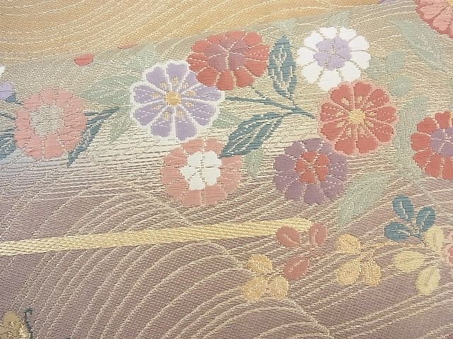 平和屋着物◎六通柄袋帯 唐織 花蝶文 金糸 逸品 BAAH2337cm