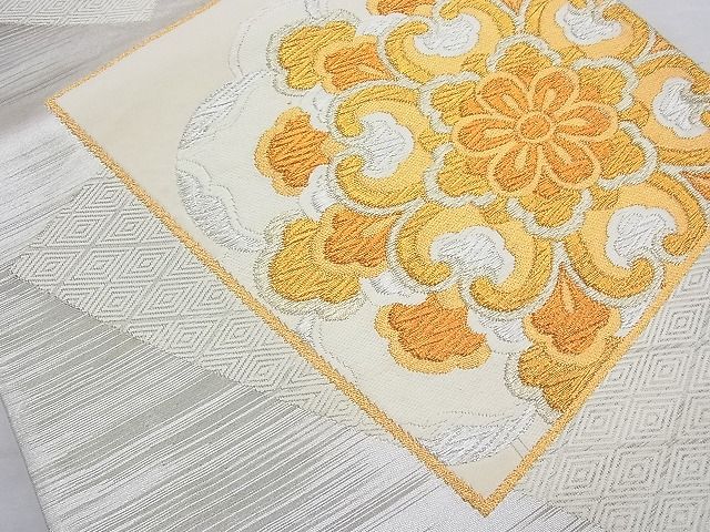 平和屋着物◎六通柄袋帯 正倉院花文 金銀糸 逸品 BAAH2321cm