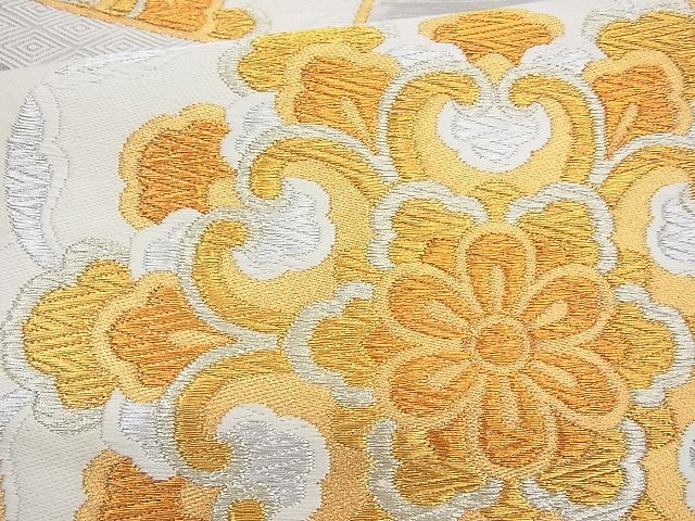 平和屋着物◎六通柄袋帯 正倉院花文 金銀糸 逸品 BAAH2321cm