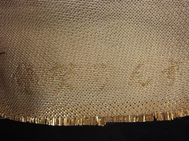 平和屋着物◎六通柄袋帯 孔雀 黒地 金銀糸 逸品 BAAH2324cm