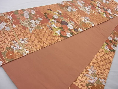 平和屋着物◎六通柄袋帯 唐織 市松取能帯文 金糸 引箔 逸品 BAAH2354cm