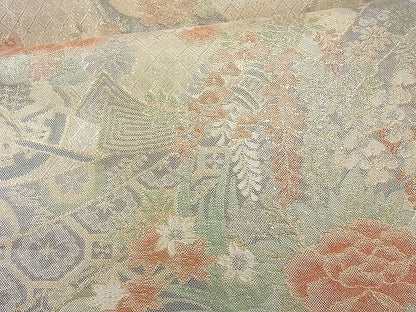 平和屋着物◎六通柄袋帯 唐織 有職能花文 金糸 逸品 BAAH2353cm