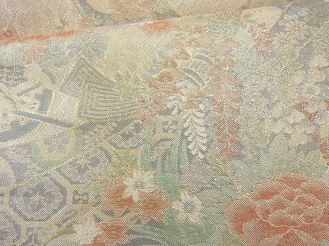 平和屋着物◎六通柄袋帯 唐織 有職能花文 金糸 逸品 BAAH2353cm