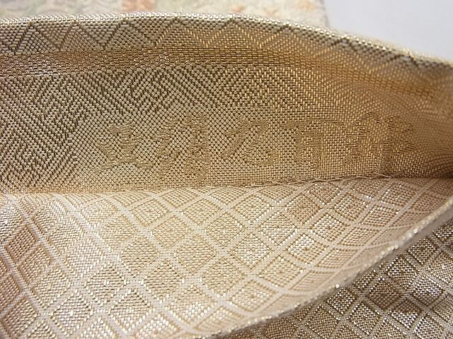 平和屋着物◎六通柄袋帯 唐織 有職能花文 金糸 逸品 BAAH2353cm